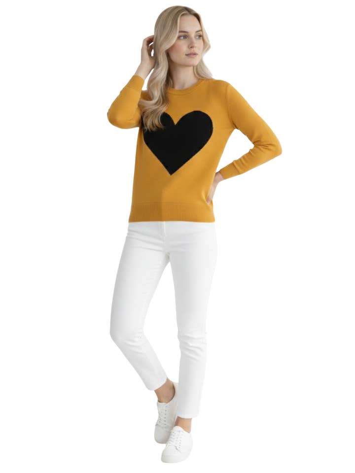 Mak - Vente Pull en maille – femme - Pull à col rond en chenille à manches 3/4 en forme de cœur MK359545