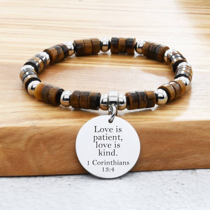 Braccialetto elasticizzato con scritta Tigereye naturale di Pink Box per la vendita all'ingrosso da parte di Pink Box