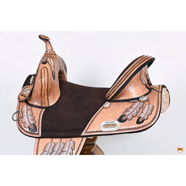 HILASON - Wholesale Horseback Riding Gear - 15 In Western Horse Treeless Trail Barrel Leather Saddle Tan