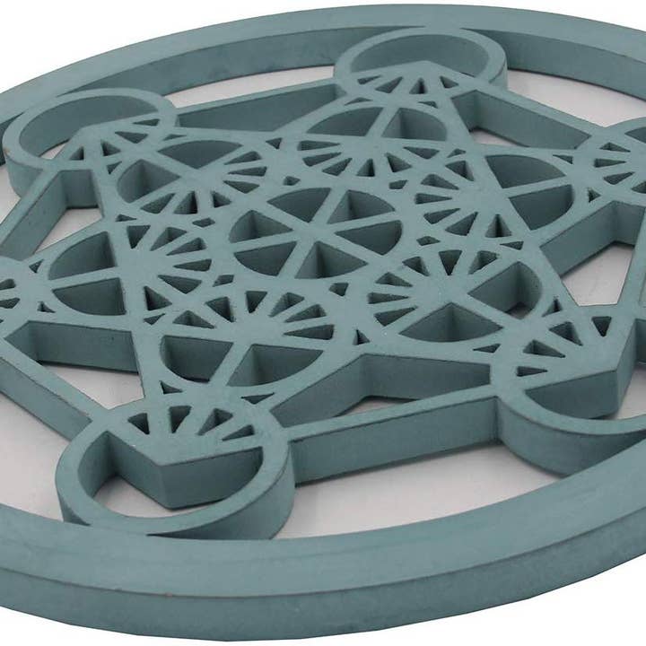 Lungta Imports - Wholesale Vase - Large Metatron Cube Sacred Geometry Handcrafted Wooden Wall Decor (Turquoise, 15.75 Inches)1