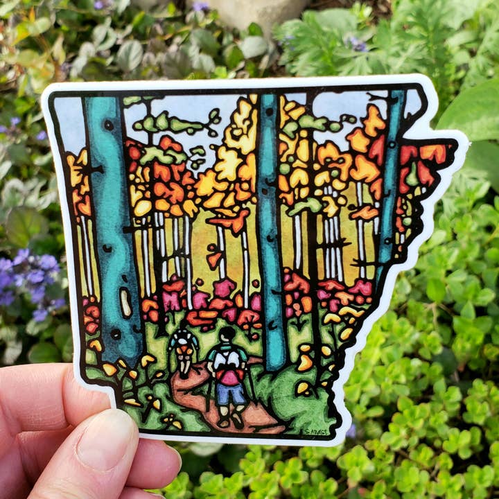 Autocollant en vinyle Arkansas State Hiking pour la vente par Sarah Angst Art