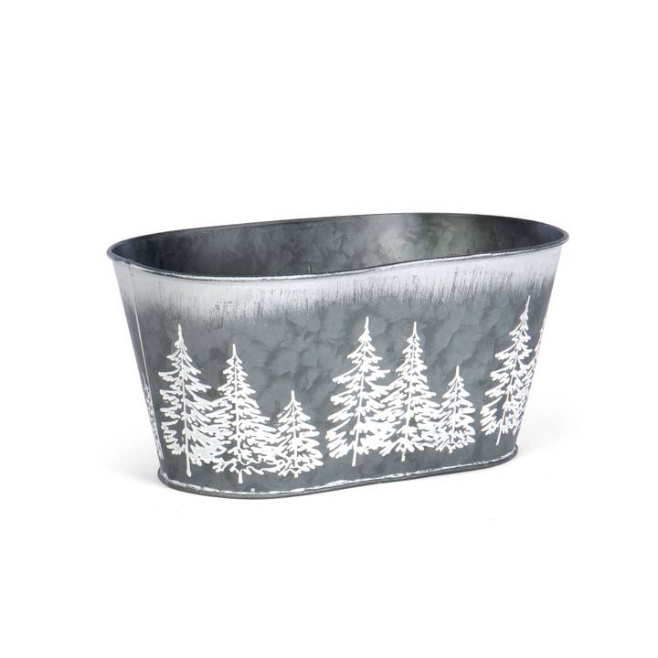Tin Planter w/White Trees for wholesale by Willow Group