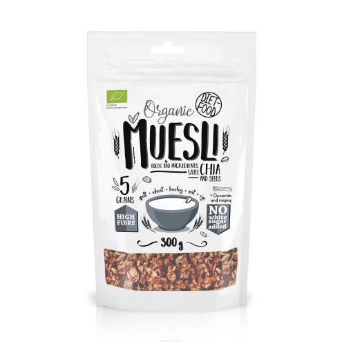 Diet Food – Engroshandel Granola – Økologisk müsli med chiafrø 300 g0