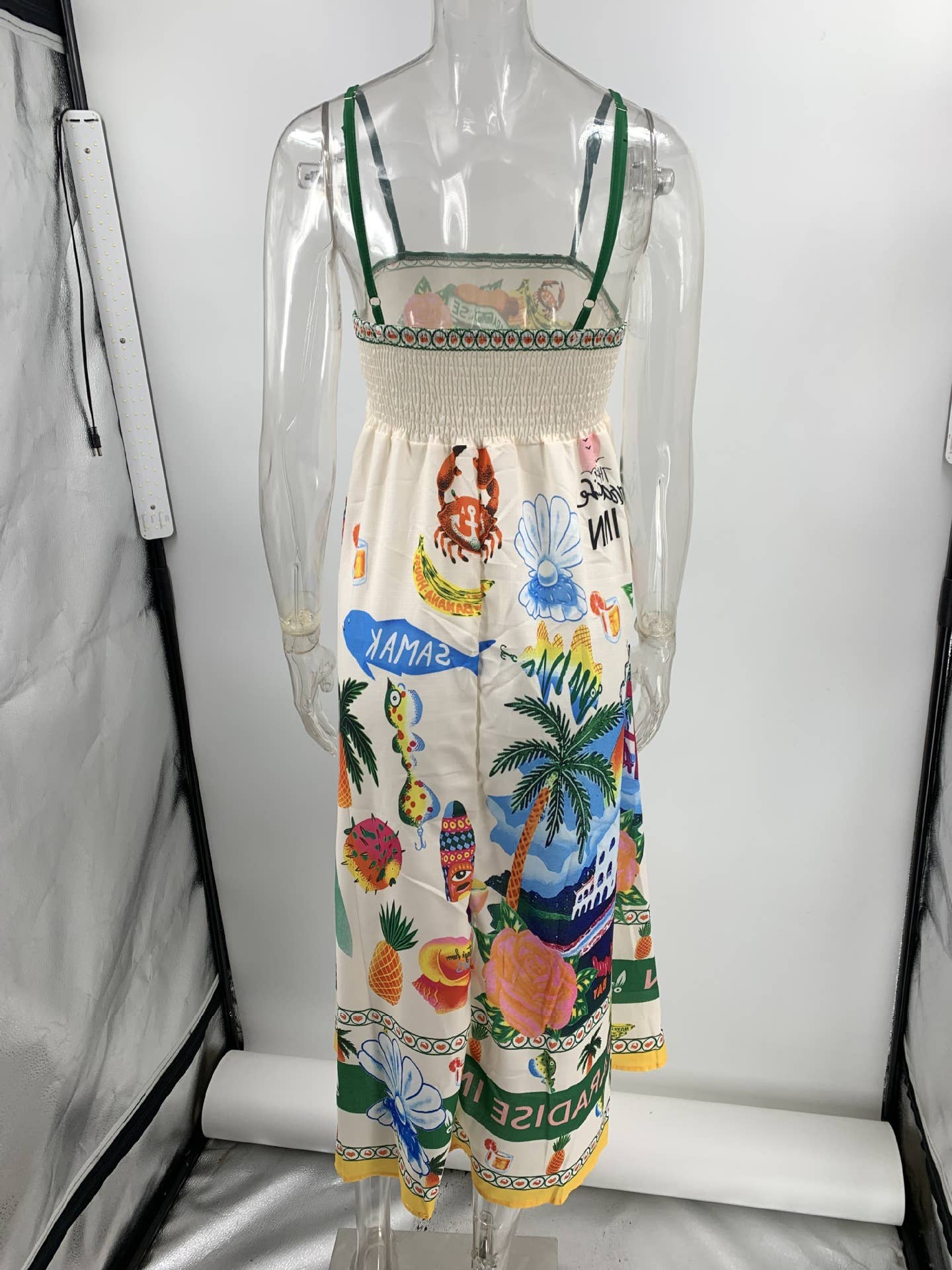 Yellow Tropical Summer Print Square Neck Maxi Slip Dress JRM053 for wholesale on Faire2