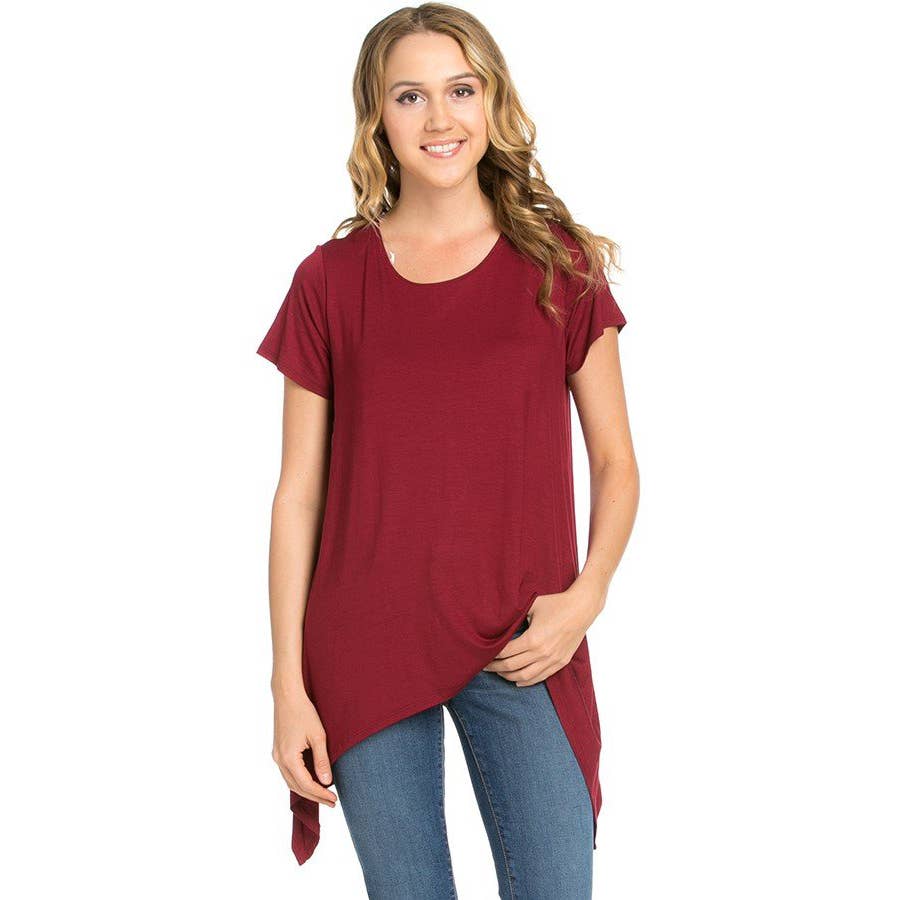 Azules Clothing - Wholesale Tunic - Women's - ATP-2267RS Piko Short Sleeve Tunic1