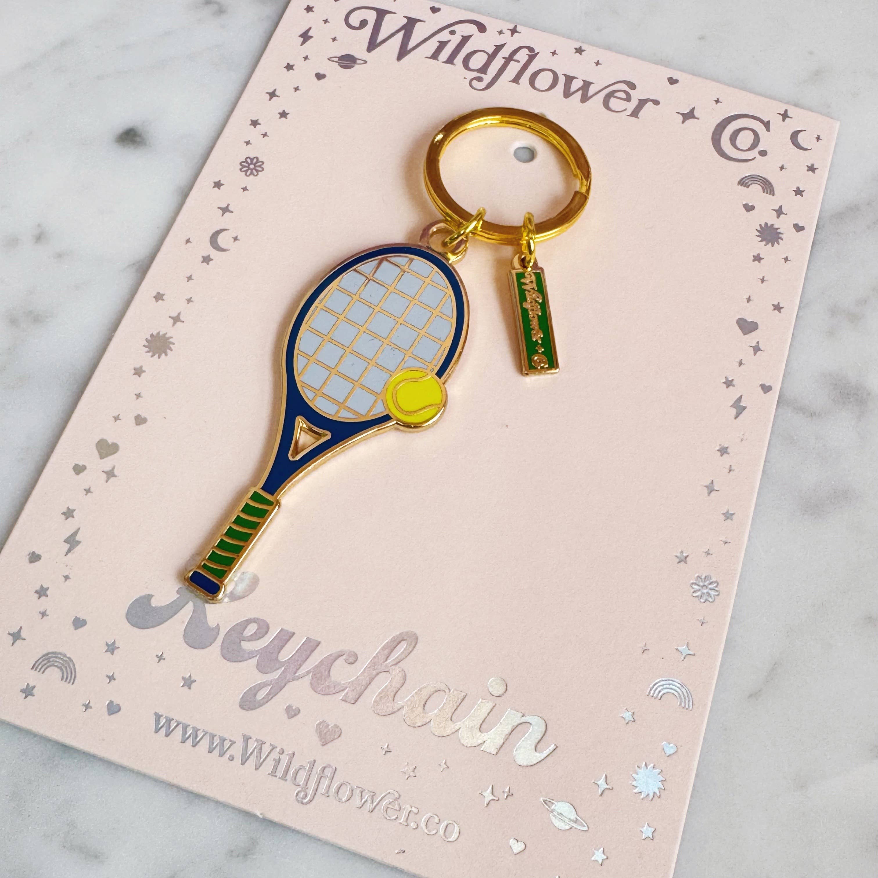 Wildflower + Co. - Wholesale Keychain - Women's - Tennis Racket Enamel Keychain, ALL COLORS3