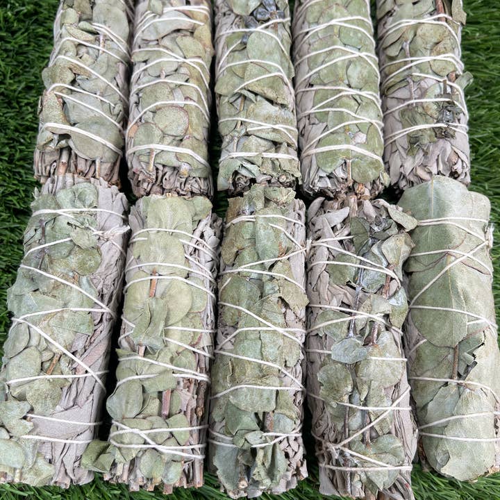 CaNatureLover - Wholesale Sage Bundle - White Sage with Eucalyptus, Hand Wrapped Thick bundles.9