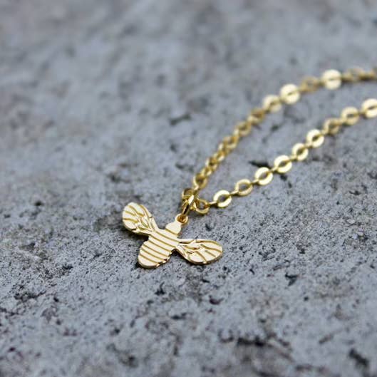 Gold Bee Necklace for wholesale by Vintage Acorn