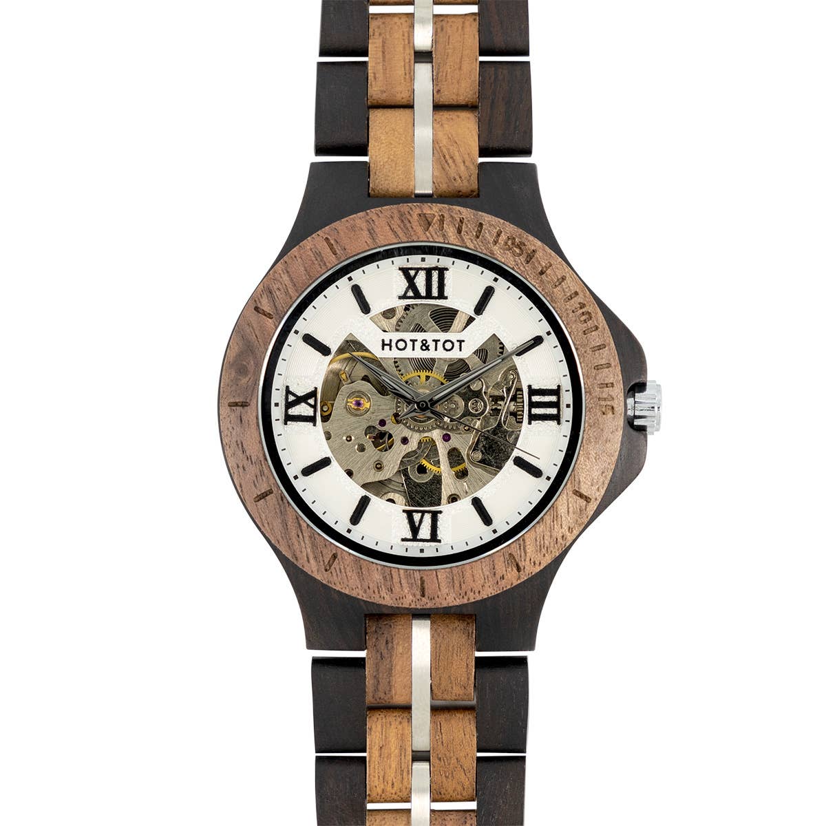 HOT&TOT - Wholesale Wrist Watch - Men's - NOYER MOTUS | Walnut Wood watch for men | Automatic | Silver2