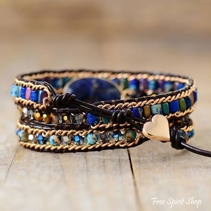 Free Spirit Shop - Wholesale Beaded Bracelet - Sodalite & Jasper Bead Wrap Bracelet