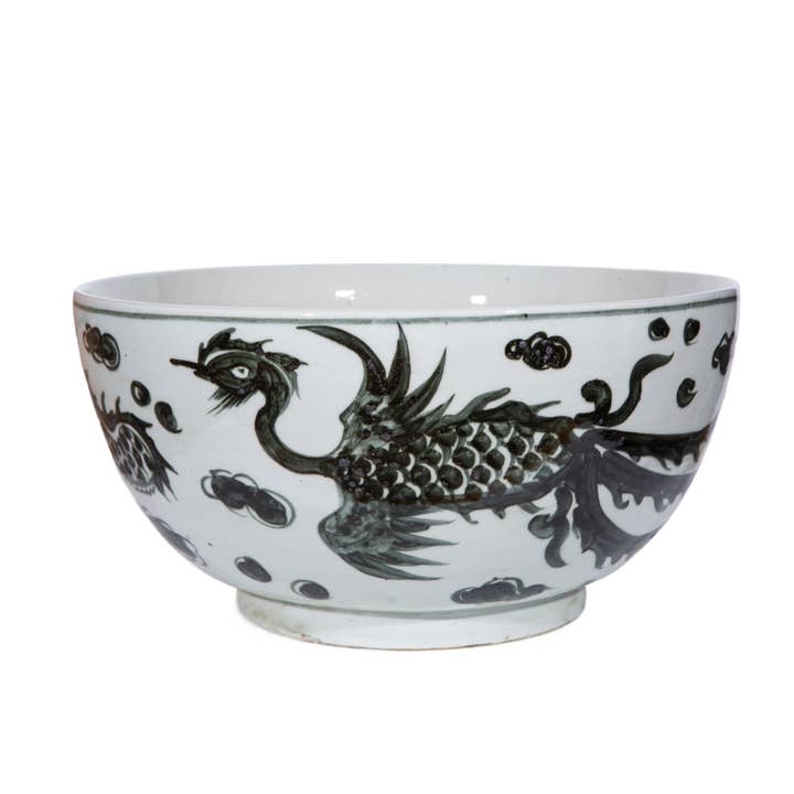Charcoal Black Dragon Phoenix Bowl for wholesale by Legend Accents