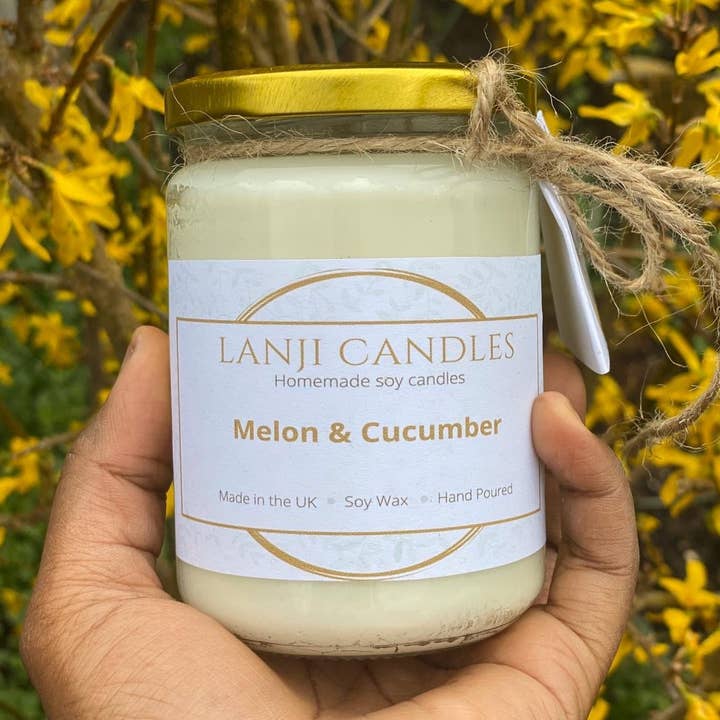 Bougie parfumée à la cire de soja Melon pour la vente par Lanji candles