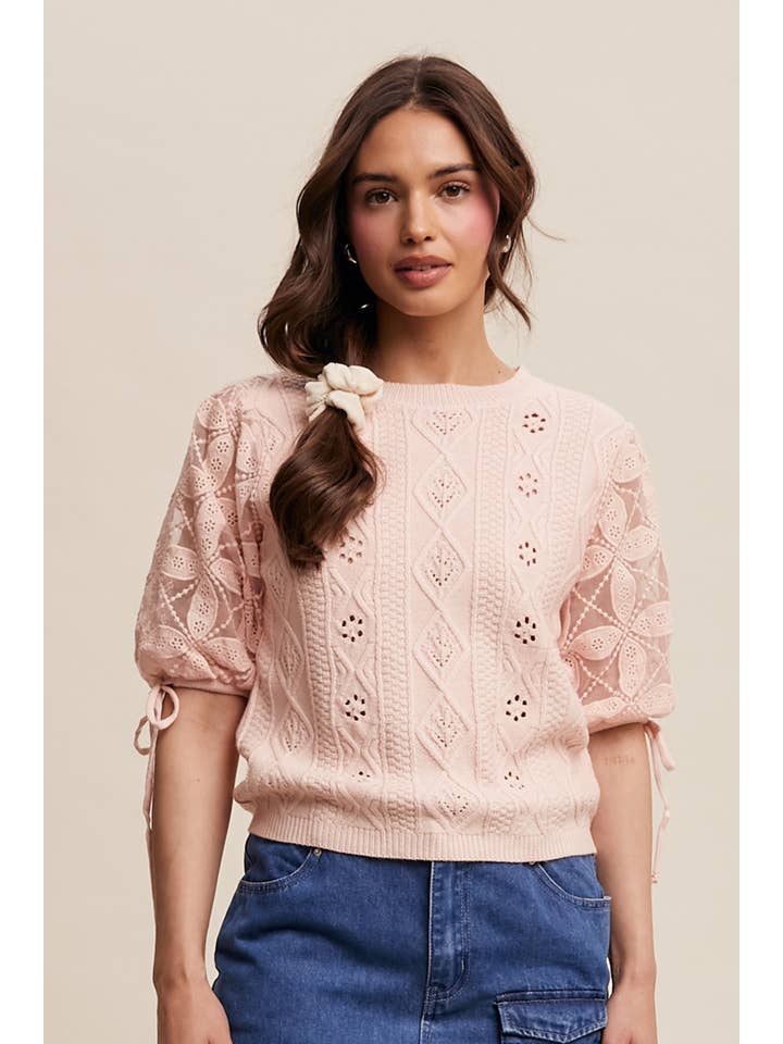 Listicle – Pulôver - Mulher por atacado – Top de Malha com Mangas Bufantes e Ilhós23