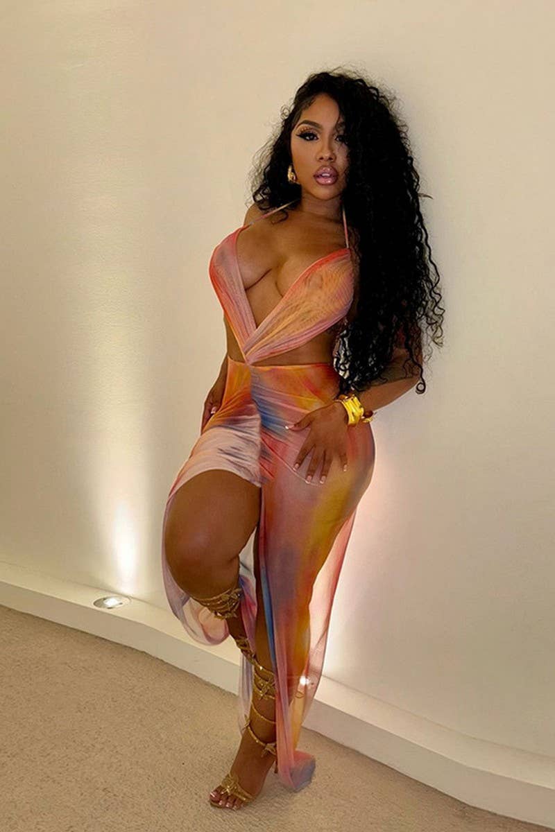 ORANGE CWDMD6431_ROBE SEXY FILLE CHAUDE À COL HALTER DOS NU AVEC LACETS en vente sur Faire6