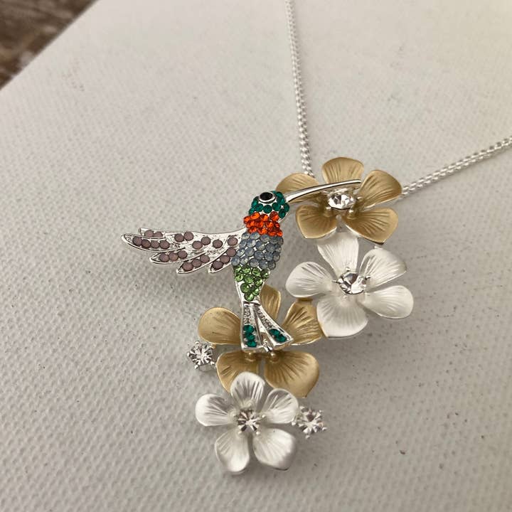 Carol Young Silver - Wholesale Pendant/Charm Necklace - Hummingbird / Colorful Necklace Jewelry2