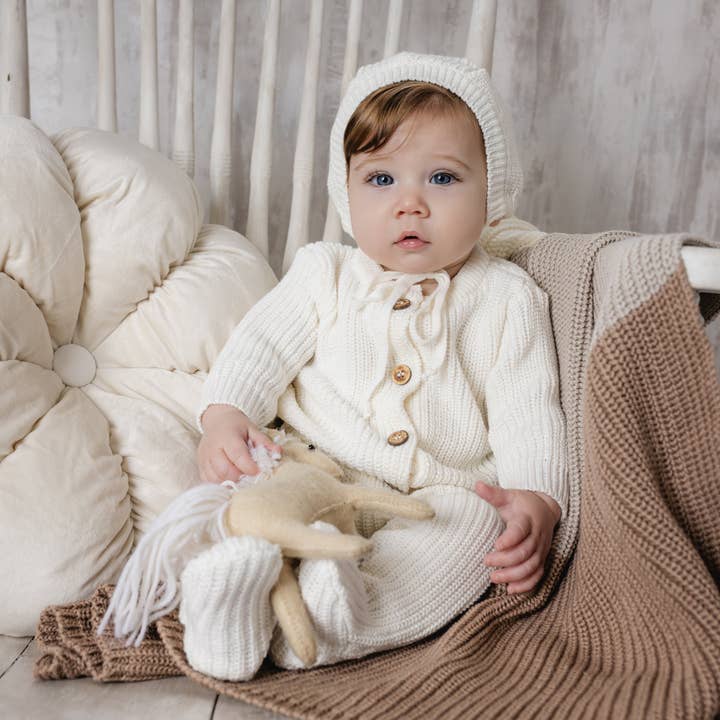 Baby Cardigan Footie Gift Set ~ Off White for wholesale by Bon Knit