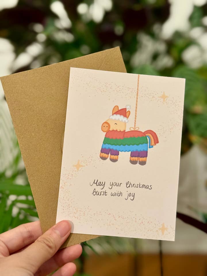 Cartão de Natal Piñata em Inglês ou Espanhol, com Envelope por atacado de Chumi Studio