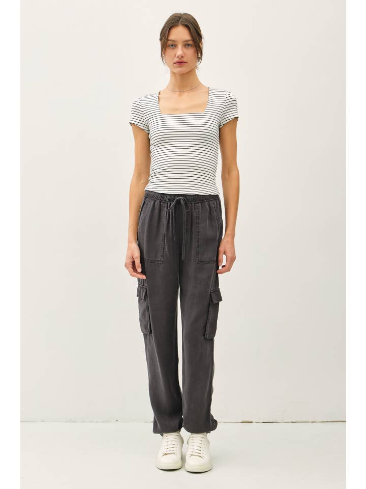 Be Cool - Wholesale Knit Top - Women's - ULTRA SOFT DOUBLE LINED STRIPED SQUARE NECK TOP