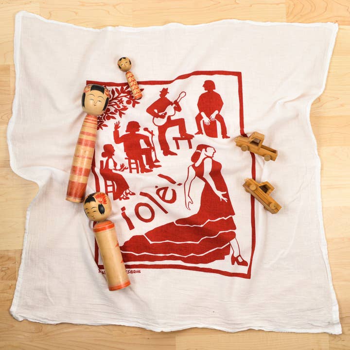 Serviette à vaisselle pour sac à farine - Flamenco pour la vente par Kei & Molly Textiles, LLC