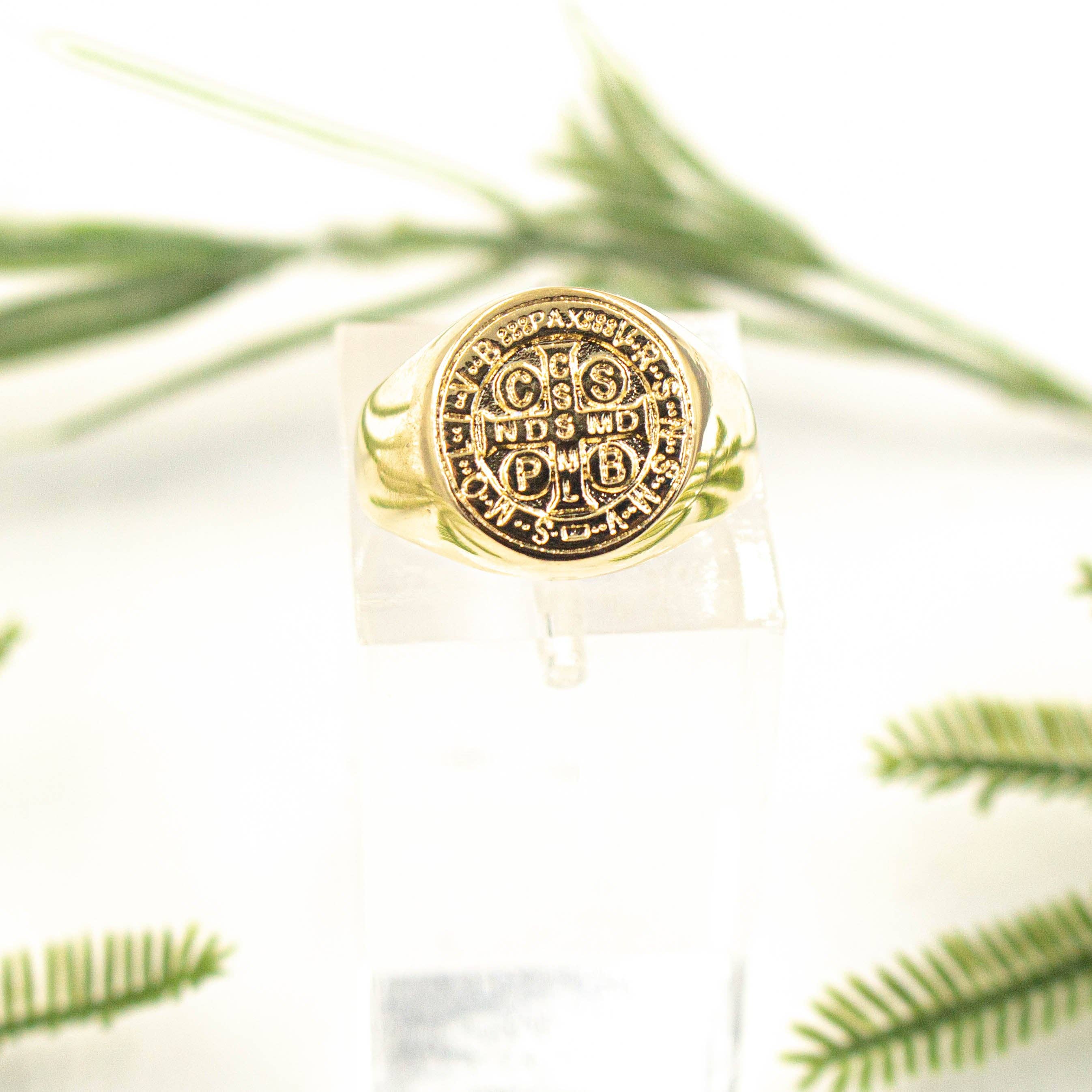 Cherie by Cherie - Wholesale Signet Ring - Saint Benedict Medal Ring for Man, Saint Benedict Exorcism Ring4