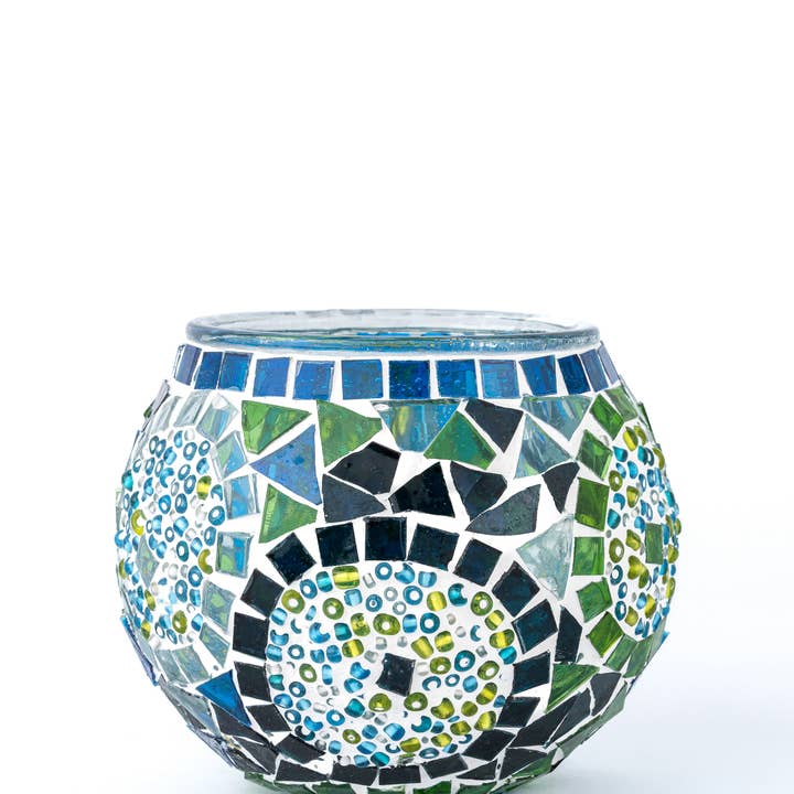 KAFTHAN - Wholesale Candle Holder - Large Mosaic Glass Candle Holders | Christmas Holiday Decor28