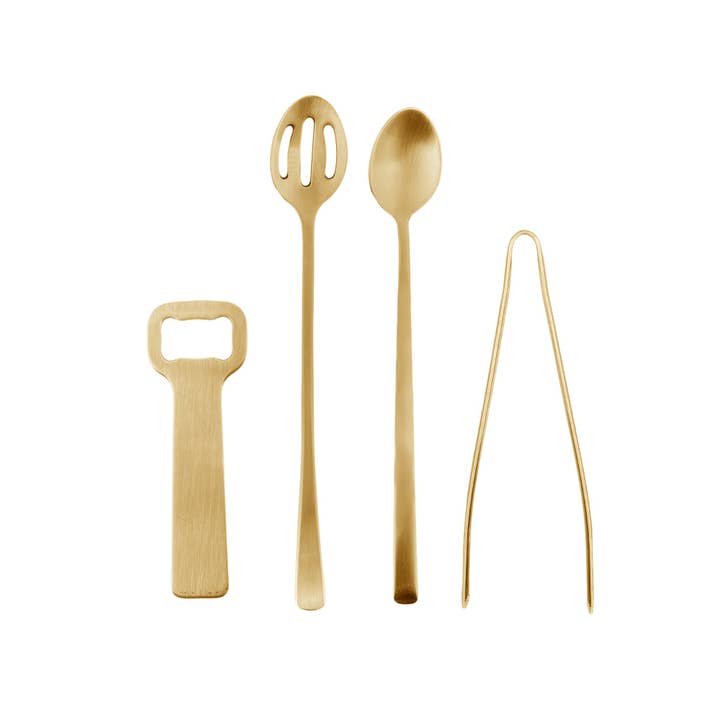 Coffret cadeau Canvas Classic 4 pièces avec accessoires de bar en or mat pour la vente par Canvas Home