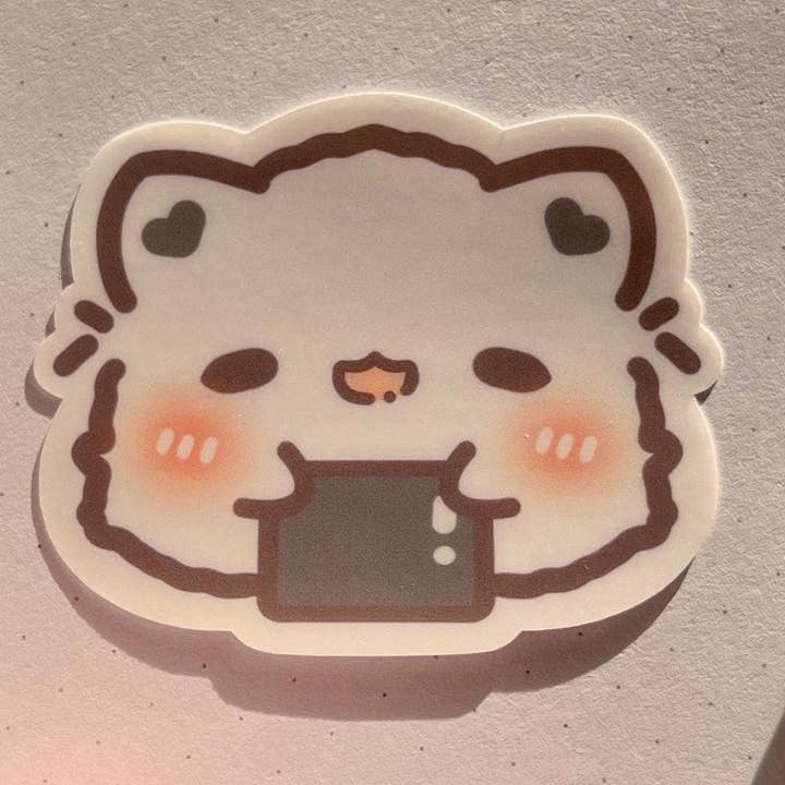 Cute Cat Onigiri Waterproof Kawaii Sticker for Laptops for wholesale by doobustudio