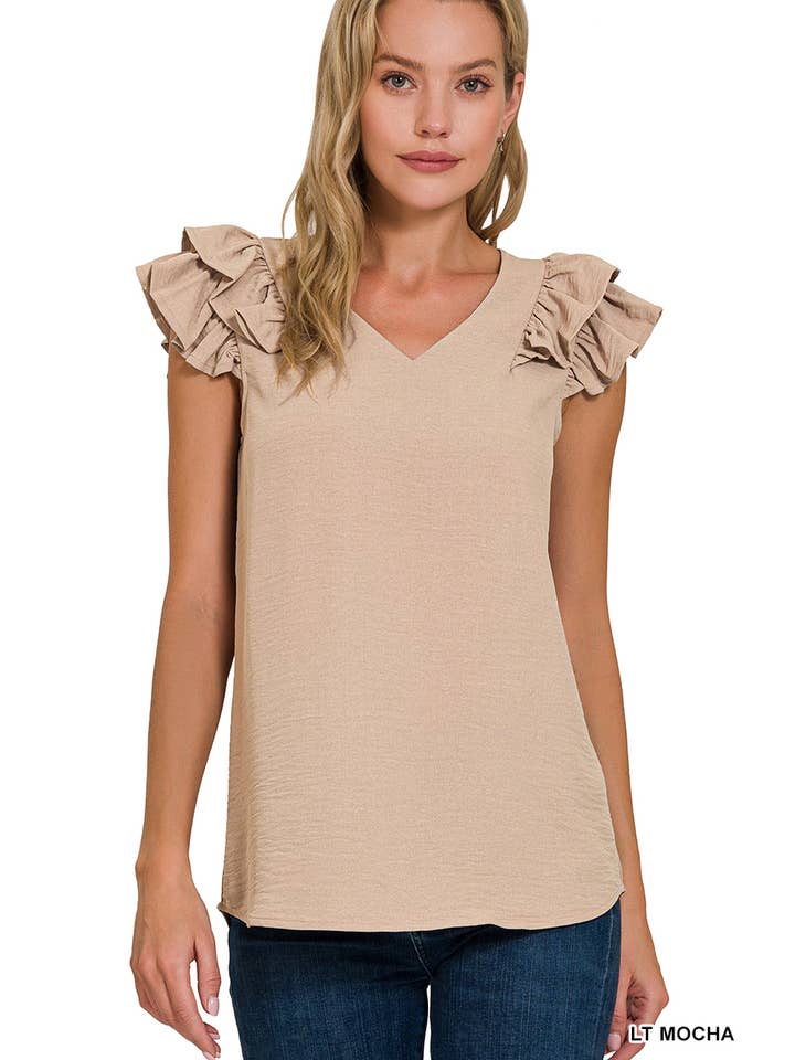 42POPS - Wholesale Blouse - Women's - ",,._ SI-25823 Airflow Tiered Ruffle Sleeve Top