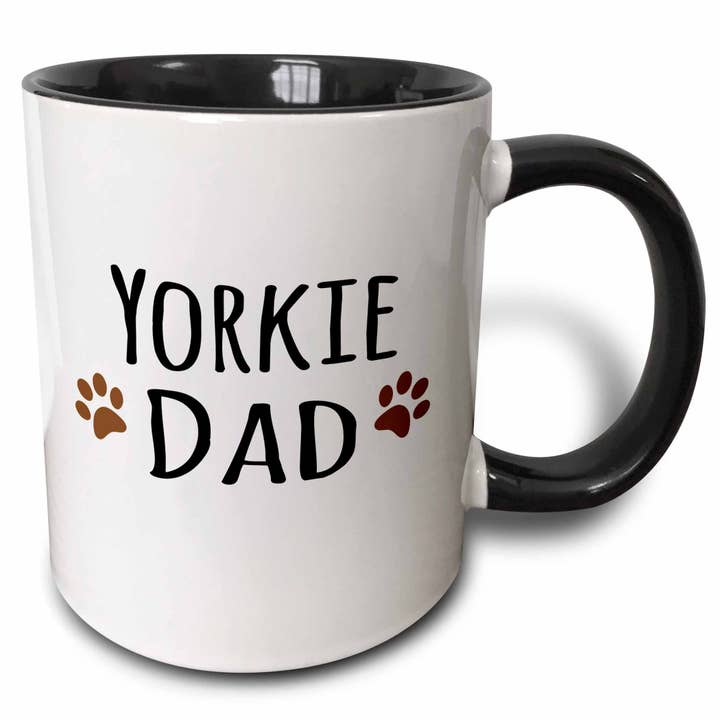 Caneca preta bicolor 11 onças Yorkie Dog Dad - Yorkshire Terrier - por atacado de 3dRose