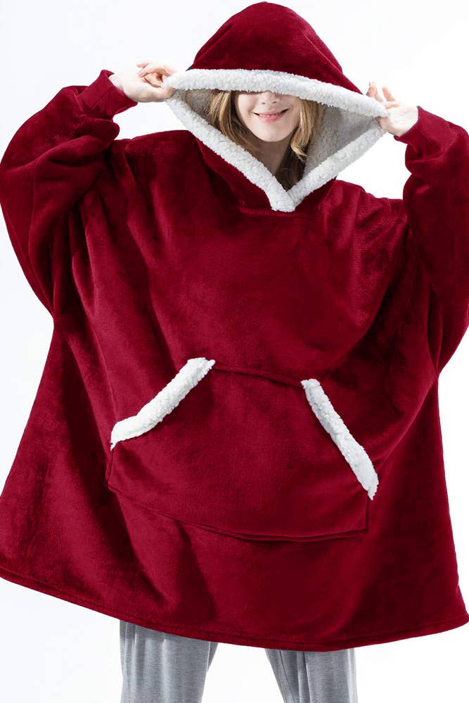 UNISHE - Wholesale Robe - Women's - Hooded Fluffy Robe Blanket with Pockets ZZKF2273