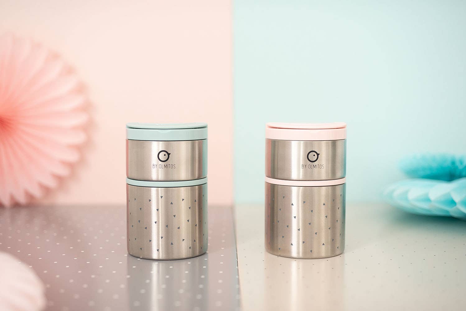 Rosa Thermo solids trianglar matbehållare för baby för wholesale på Faire14