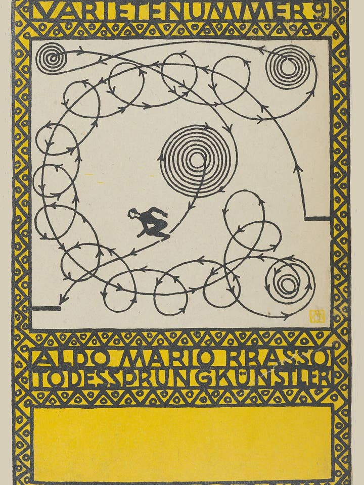 Variety Act 9 Also Mario Brasso, Leap of Death (Varietenummer 9, Aldo Mario Brasso, Todessprungkünstler) by Moriz Jung, 1907 for wholesale by Flashback Shop