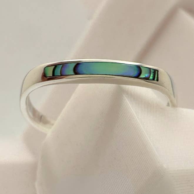 Moonlit Shore Ring – Sterling with Abalone Accent for wholesale by The Green Gecko