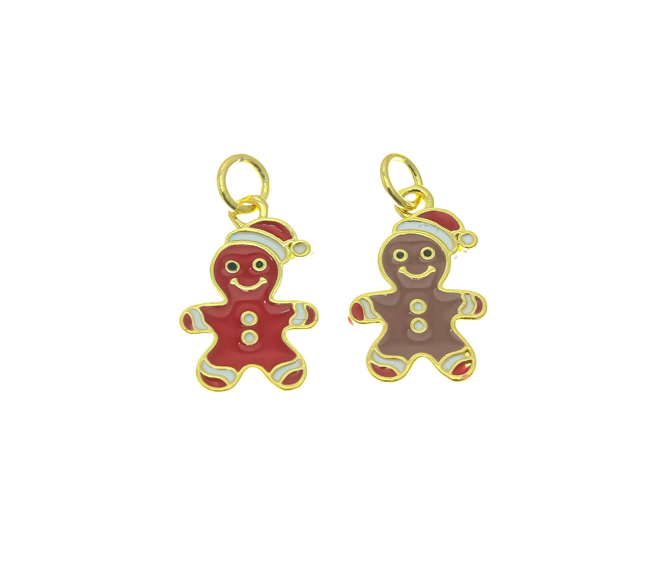 Jewel Pledge - Wholesale Individual Charm/Pendant - 18k Gold Gingerbread Man Charm Christmas Pendants CPG808