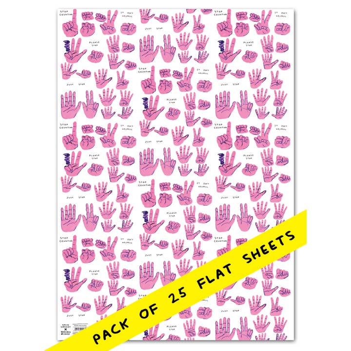 Funny Gift Wrap - Stop Counting - 25 Flat Sheets for wholesale by David Shrigley x Brainbox Candy