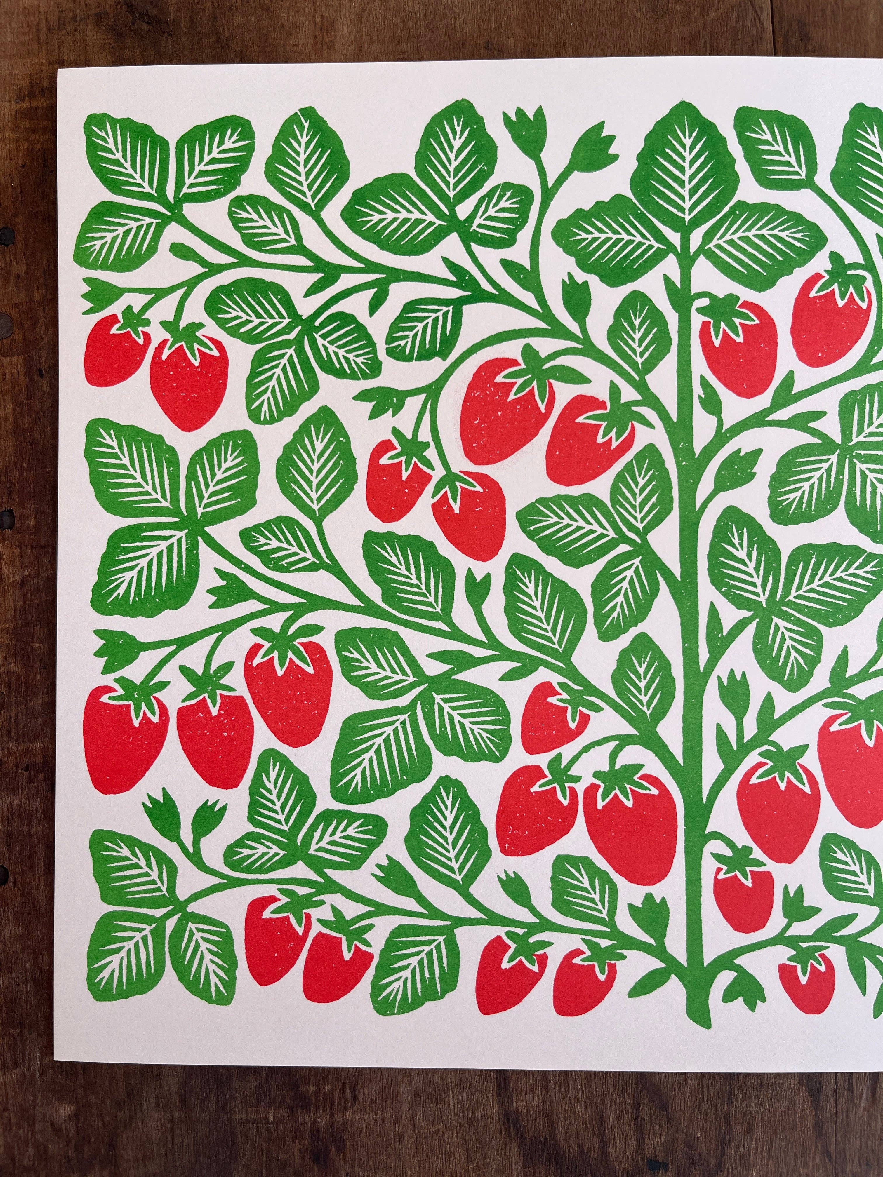 Katharine Watson - Wholesale Art Print - Garden Series: Strawberry Risograph Print1