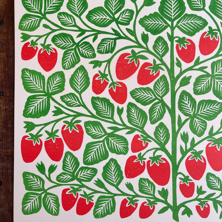 Katharine Watson - Wholesale Art Print - Garden Series: Strawberry Risograph Print1