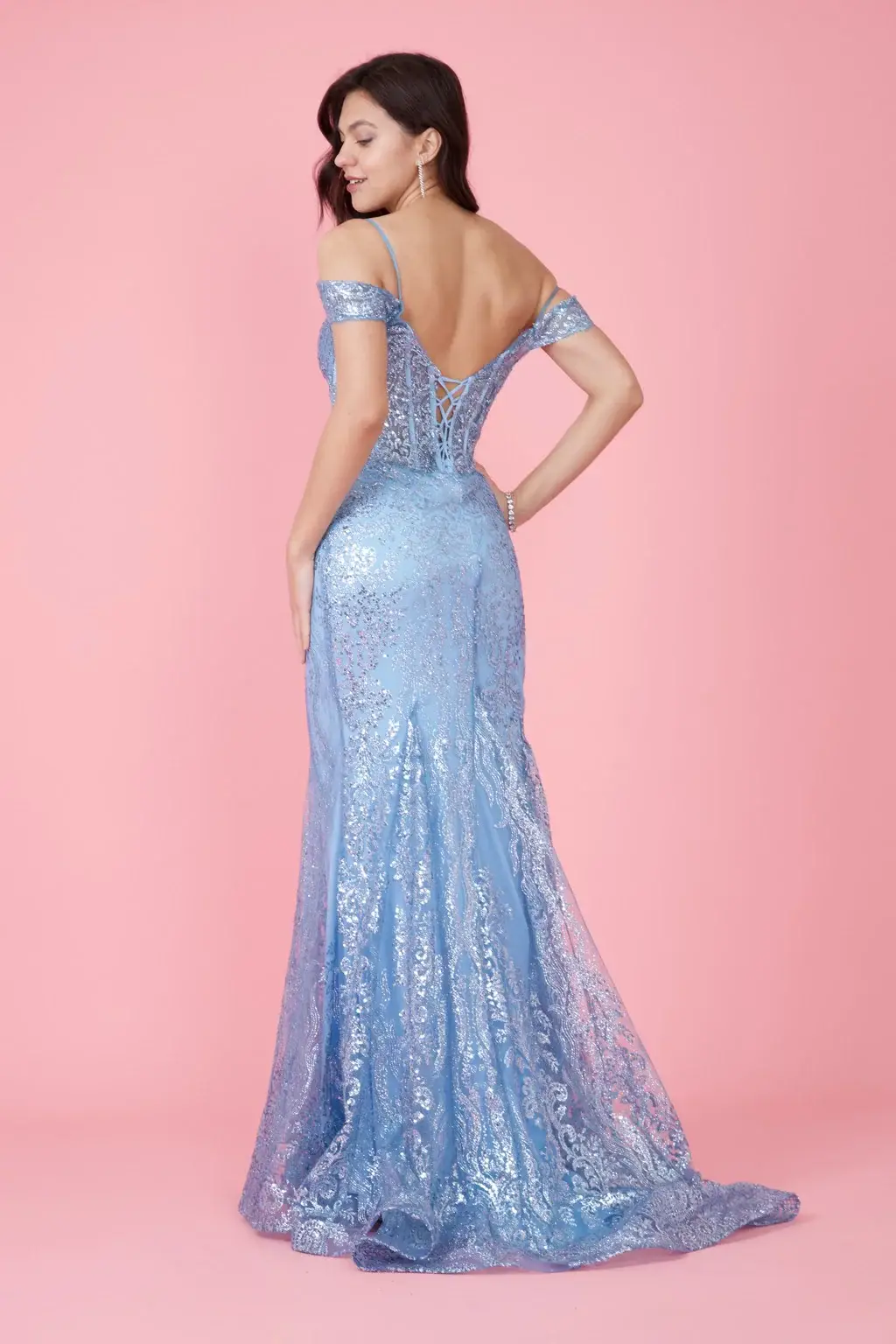 Kos Couture - Wholesale Gown - Women's - Off Shoulder Sequin Corset Formal Dress Gold18