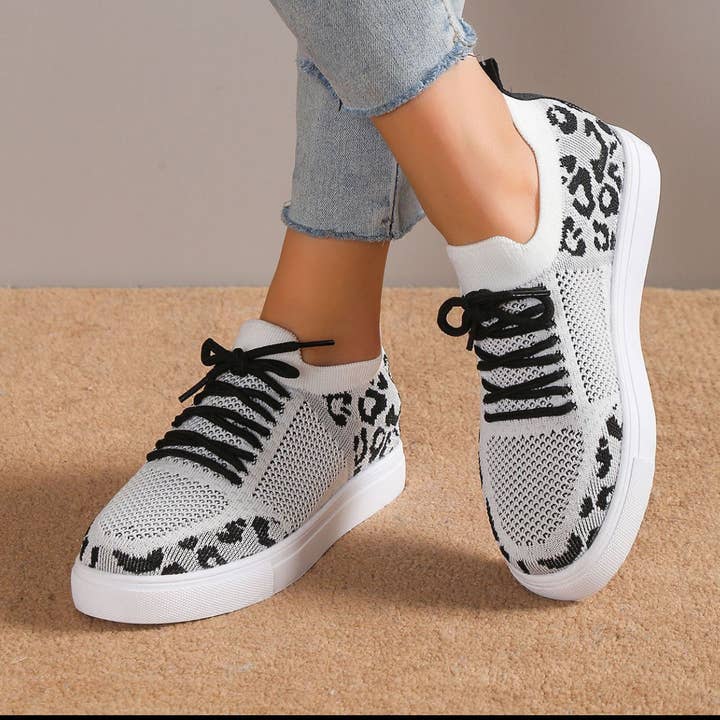 Beyond Apparel - Wholesale Lifestyle Sneakers - Women's - Lace-Up Leopard Flat Sneakers4