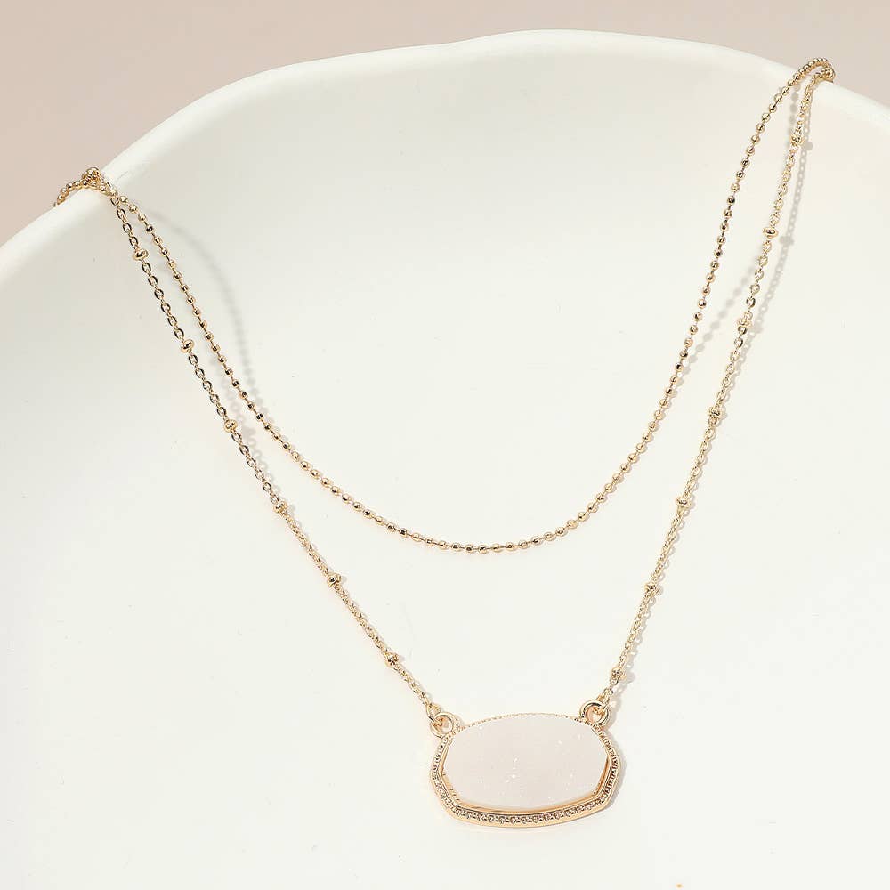 Sensibling Corp. – Engroshandel Halskæde med vedhæng – Druzy vedhæng accent lagdelt halskæde10