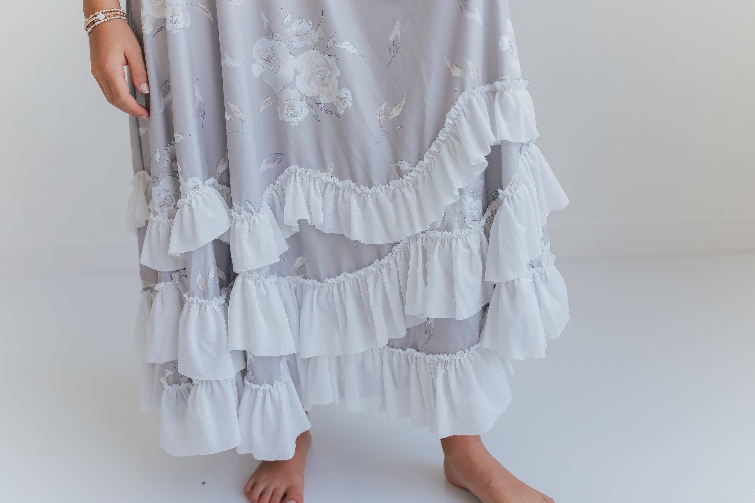 Oopsie Daisy - Wholesale Dress - Kids - Girls Winter Rose Floral Long Sleeve Ruffles Dress1