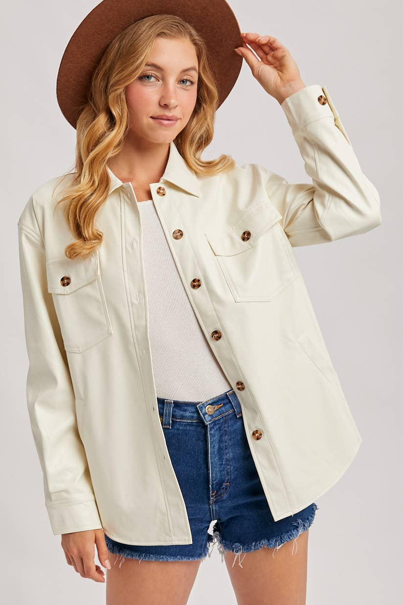 Bluivy - Vendita all'ingrosso Giacca a camicia - Donna - SHACKET IN PELLE VEGANA0