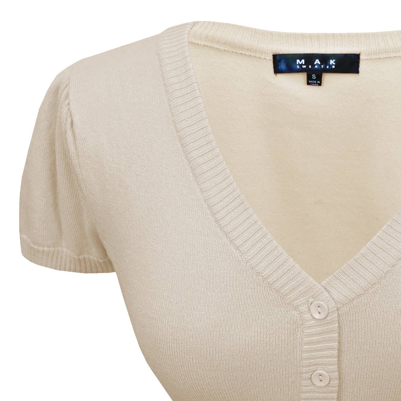 Mak - Vente Cardigan – femme - Cardigan boléro court à manches courtes bouffantes et col en V HB213738