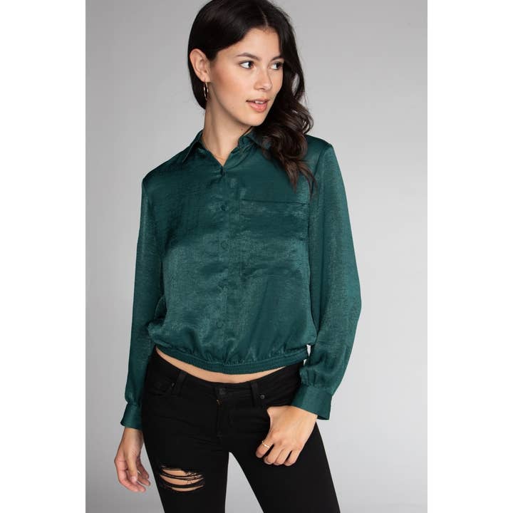 Blusa de manga larga con botones delanteros para venta al por mayor de Naked Zebra Rack