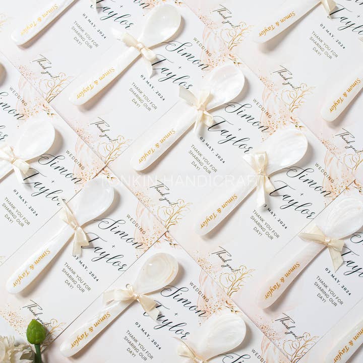 Tonkin Handicraft - Wholesale Kitchen Spoon - Personalized Mother of Pearl Caviar Favor wedding spoon5