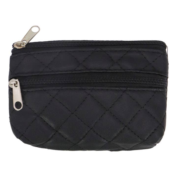 ASSORTED Diamond Quilted Double Zipper Coin Purse Bag for wholesale on Faire2