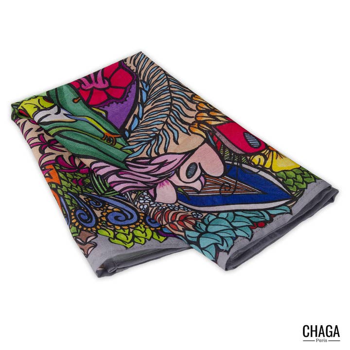 FOULARD EN VOILE LEGER CHAGA JUNGLE GRENOUILLE for engroshandel hos chaga paris
