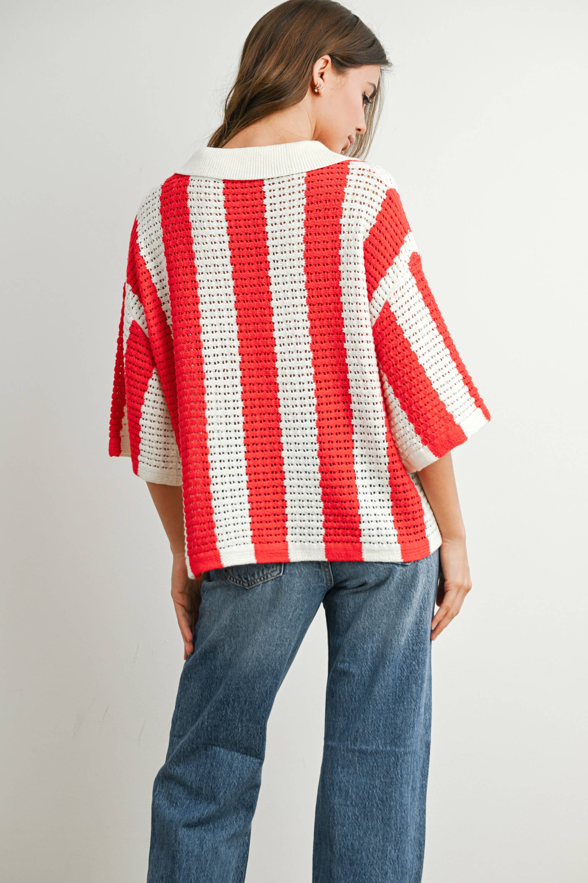 BUTTERMELON - Venta al por mayor Jersey de punto - Mujer - Jersey de Punto a Rayas con Botones - BMW774234