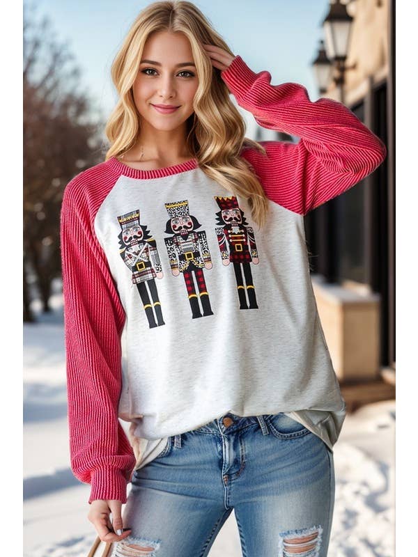 HEIMISH - Wholesale Tunic - Women's - ET7699-10 URBAN RIBBED TOY SOLDIER CHRISTMAS TOP