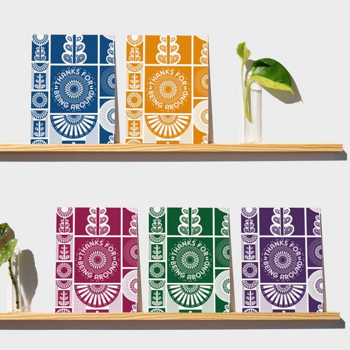 Pack varié de 5 cartes de remerciement florales d'art populaire recyclées pour la vente par MASU